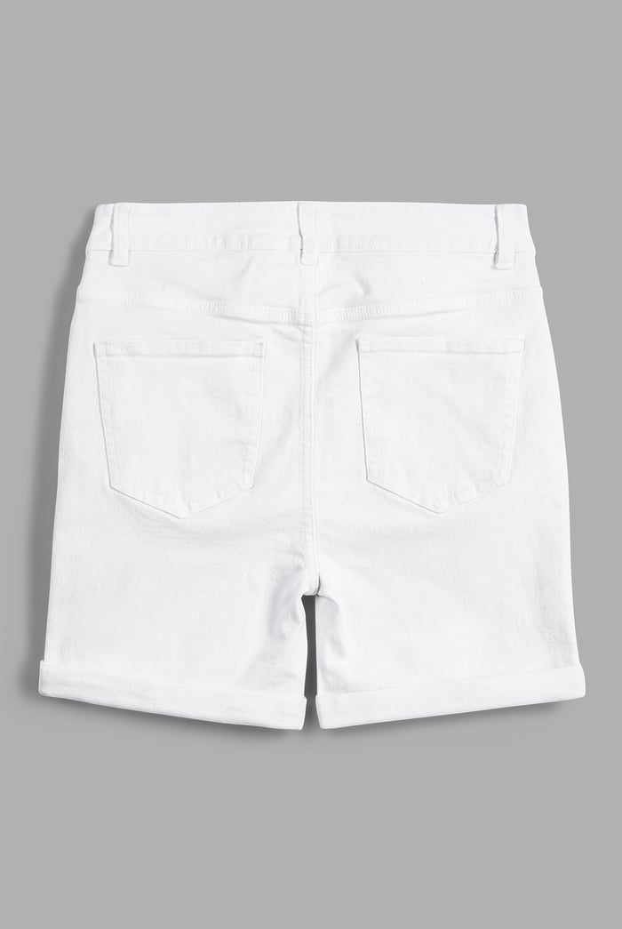 Turned Hem Stretch  Denim Shorts