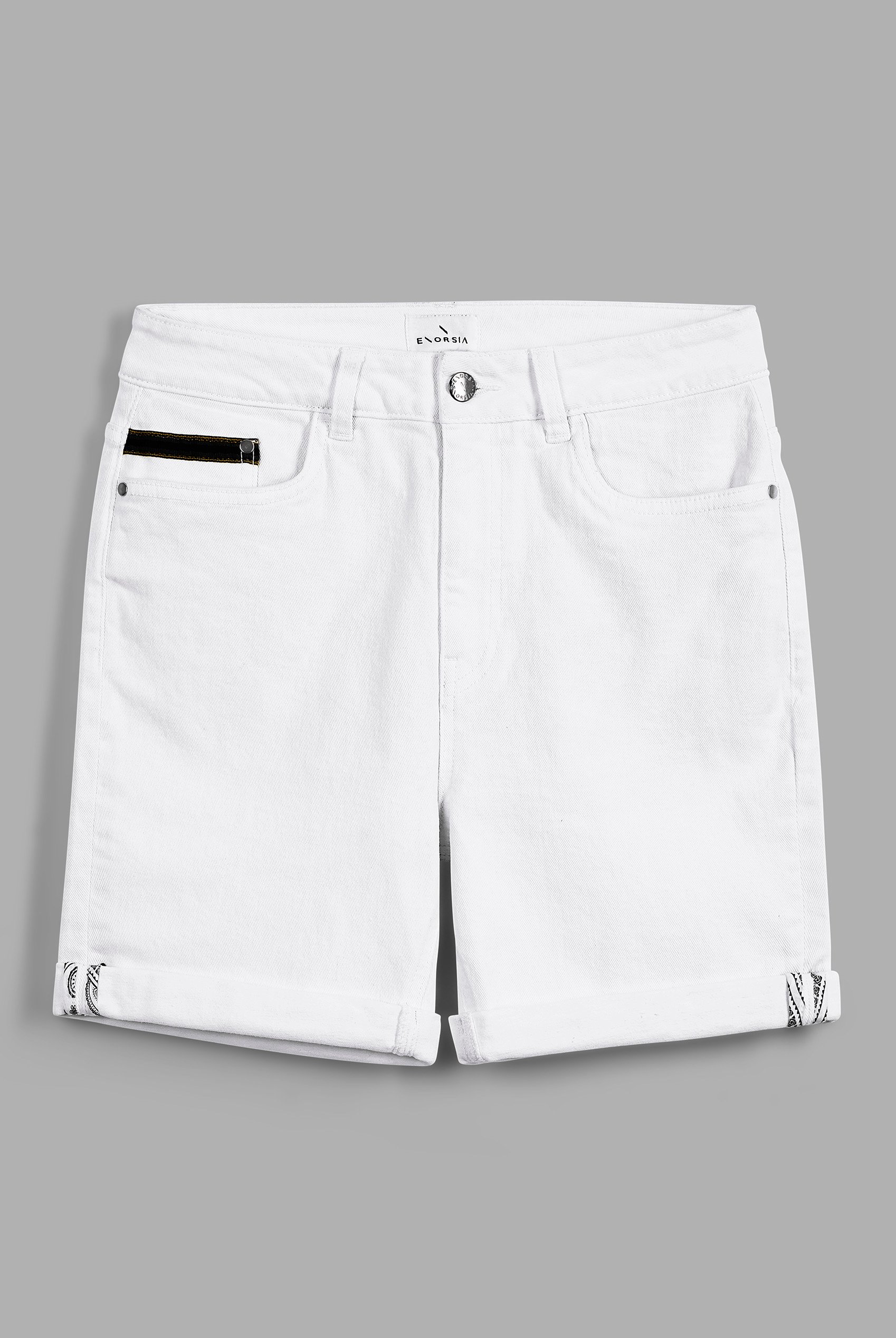 Turned Hem Stretch  Denim Shorts