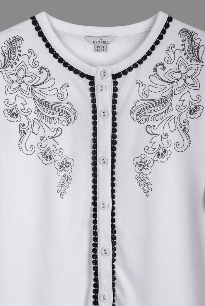 Lace Trimmed Puff Sleeve Tops
