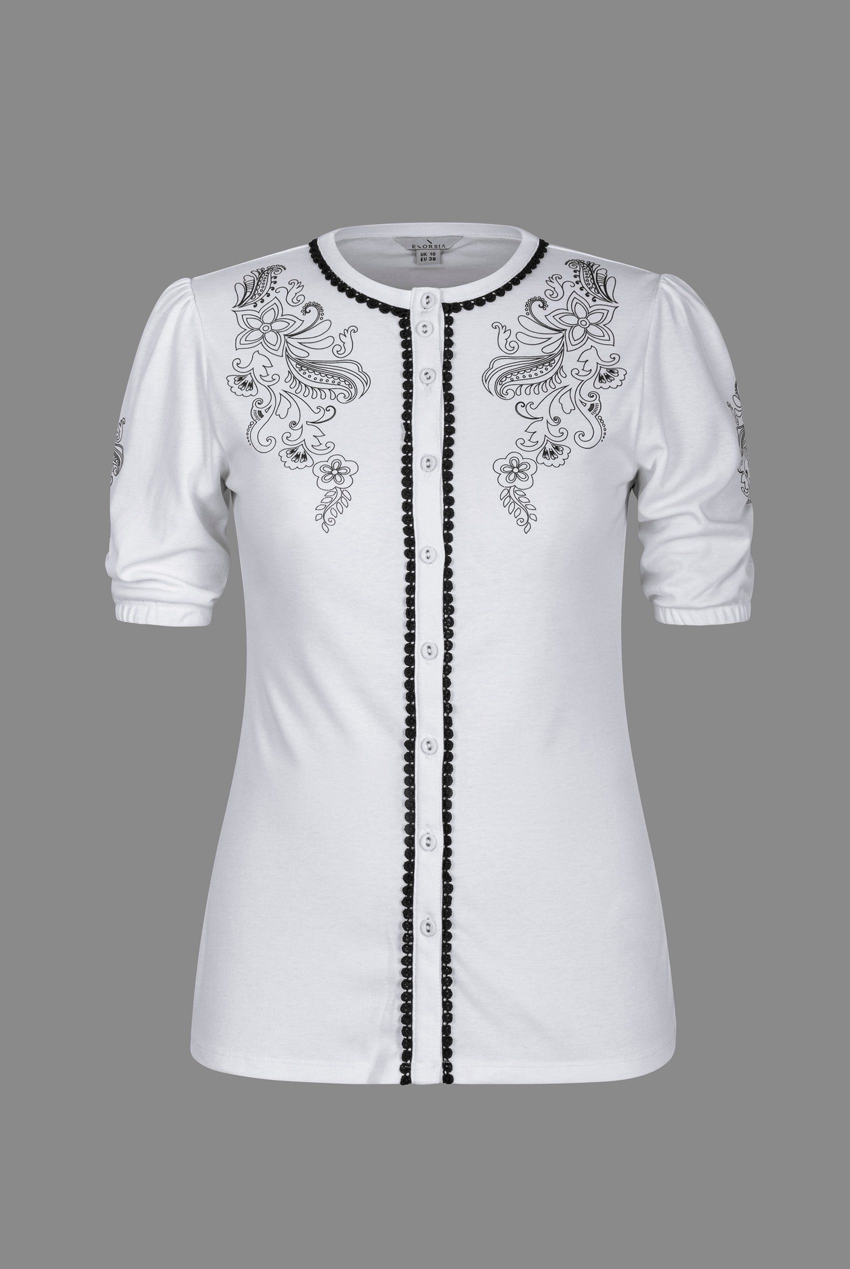 Lace Trimmed Puff Sleeve Tops