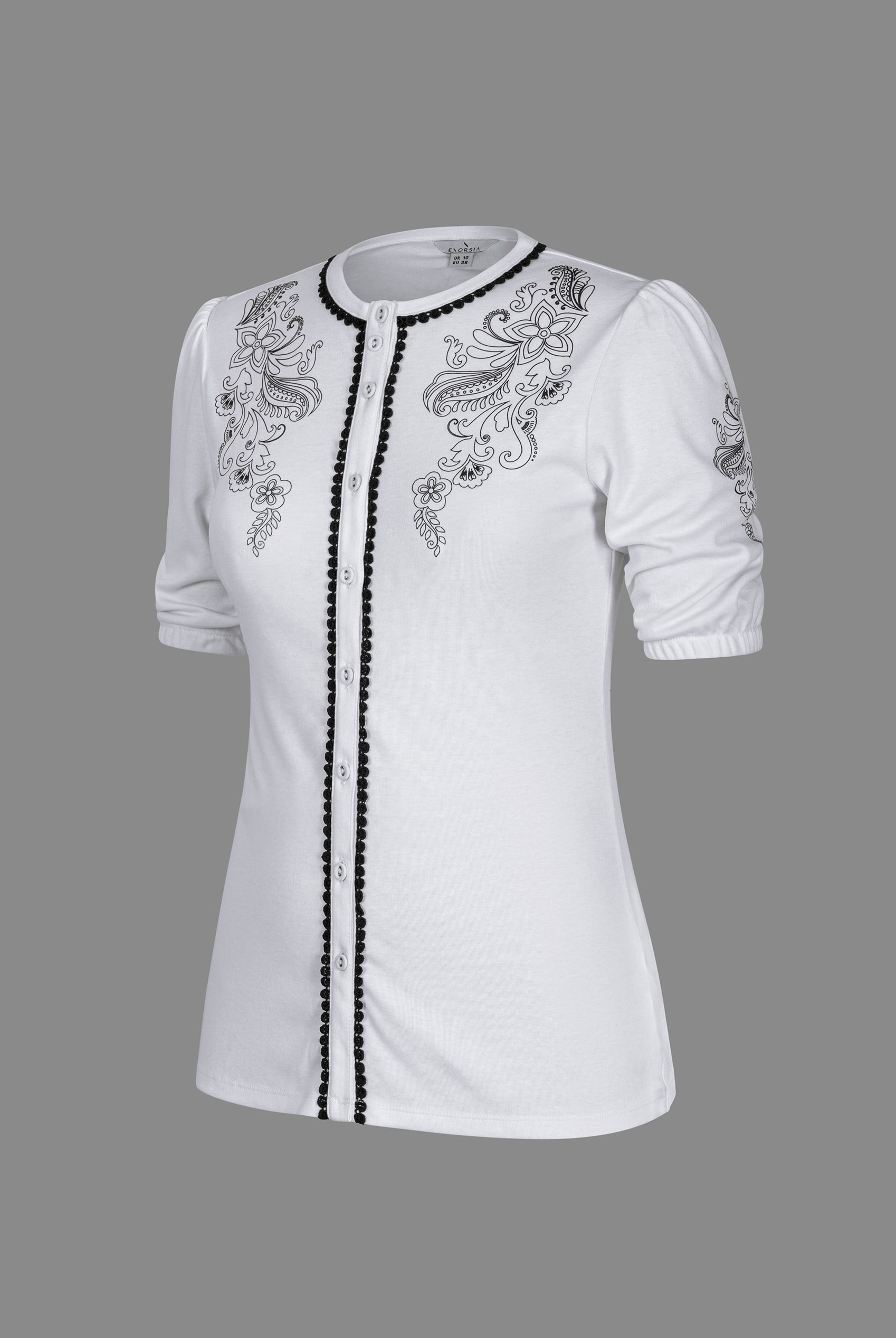 Lace Trimmed Puff Sleeve Tops