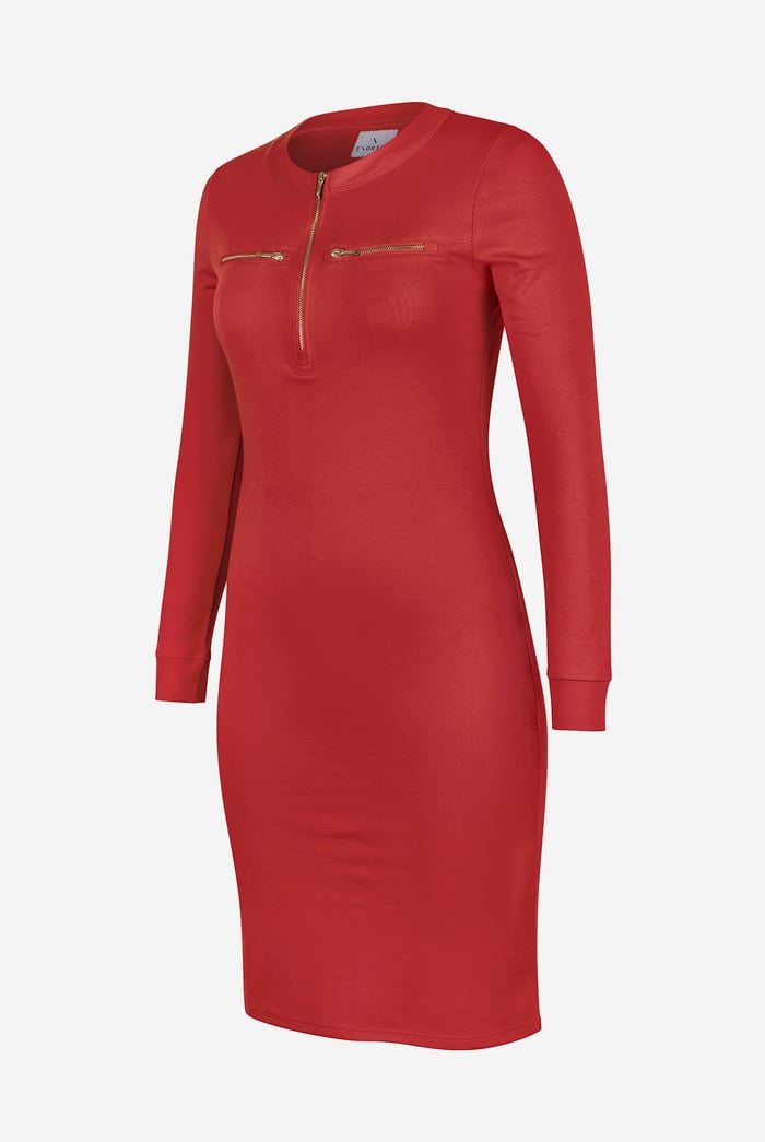 Women's Half Zip Mini Jersey Dress