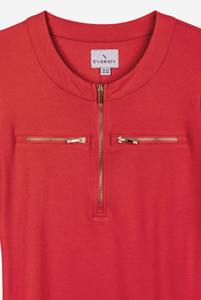 Women's Half Zip Mini Jersey Dress
