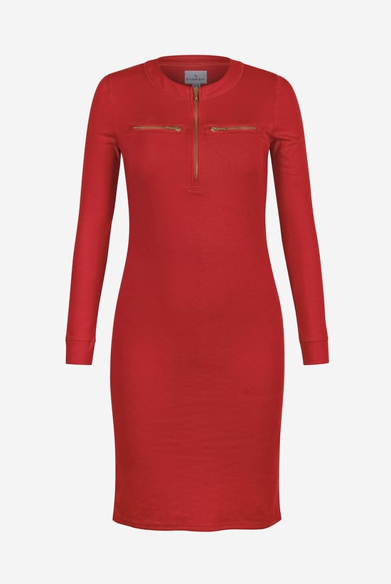Women's Half Zip Mini Jersey Dress