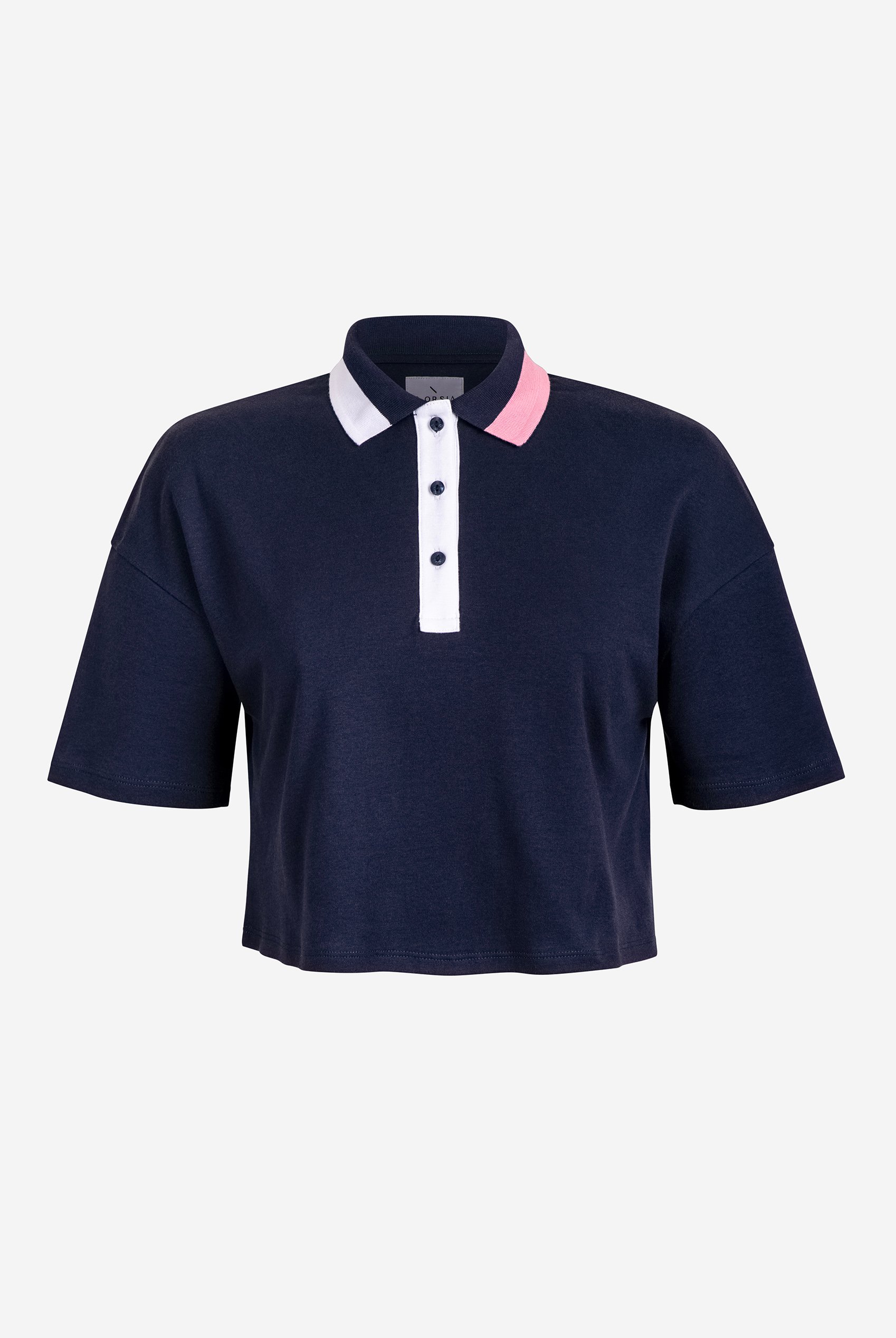 Twin Tipped Collar Cropped Polo Shirt