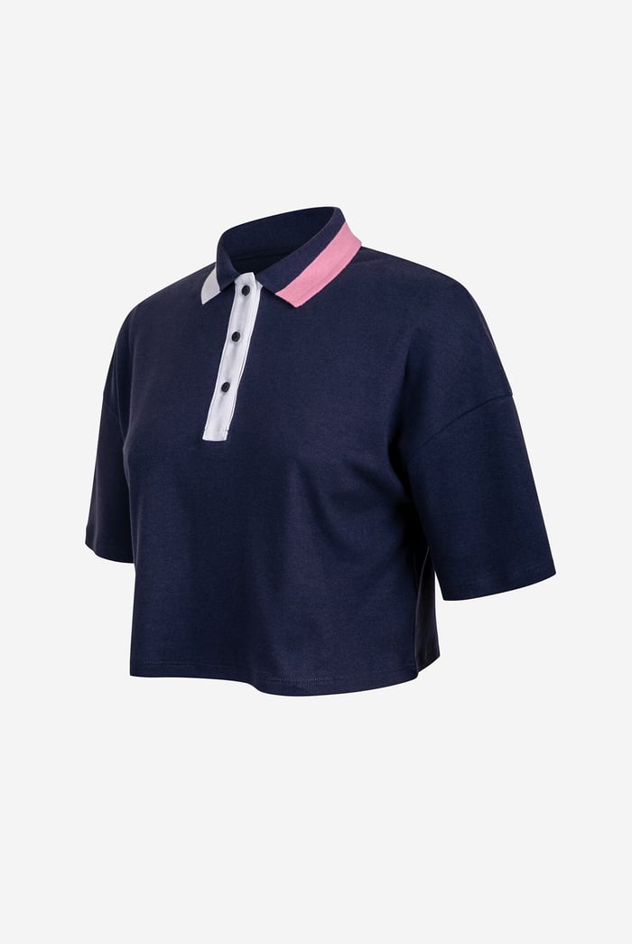 Twin Tipped Collar Cropped Polo Shirt