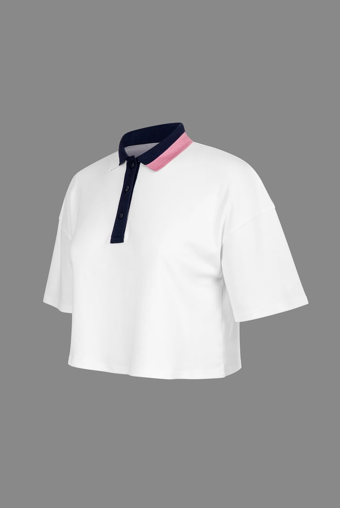 Twin Tipped Collar Cropped Polo Shirt