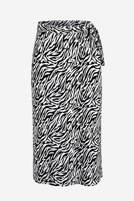 Brown Zebra Print Jersey Midi Skirt