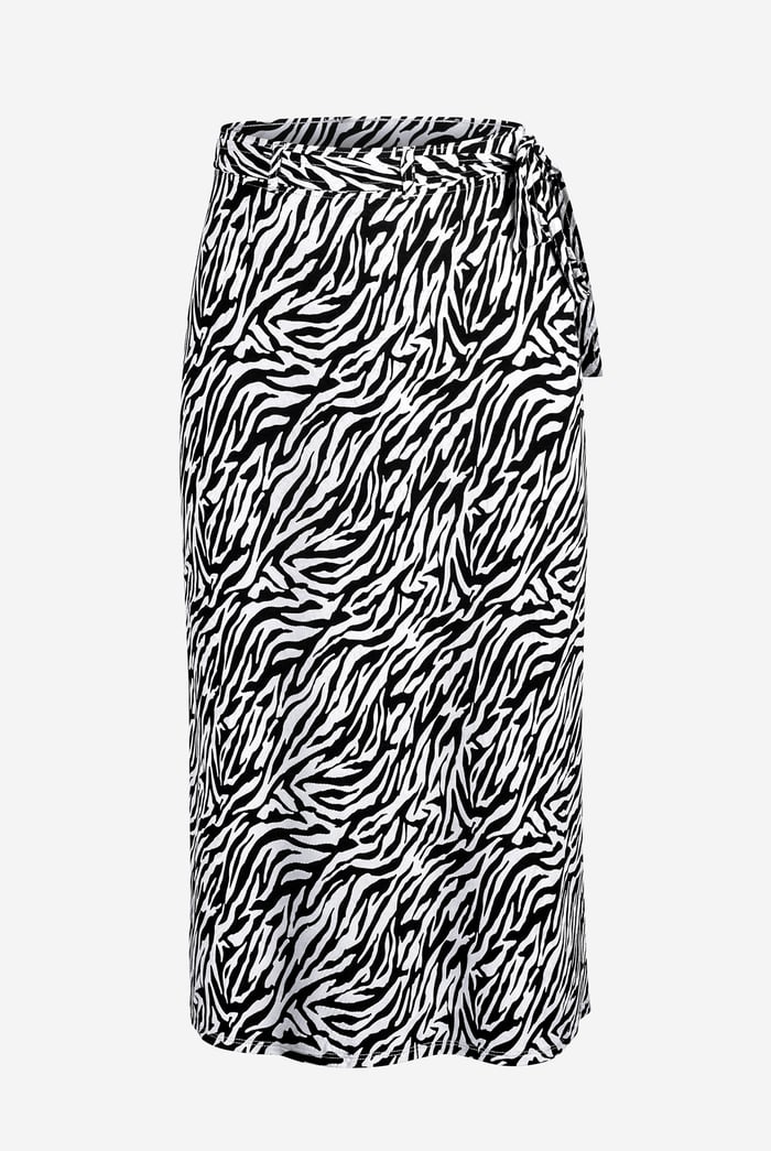 Zebra Print Jersey Midi Skirt
