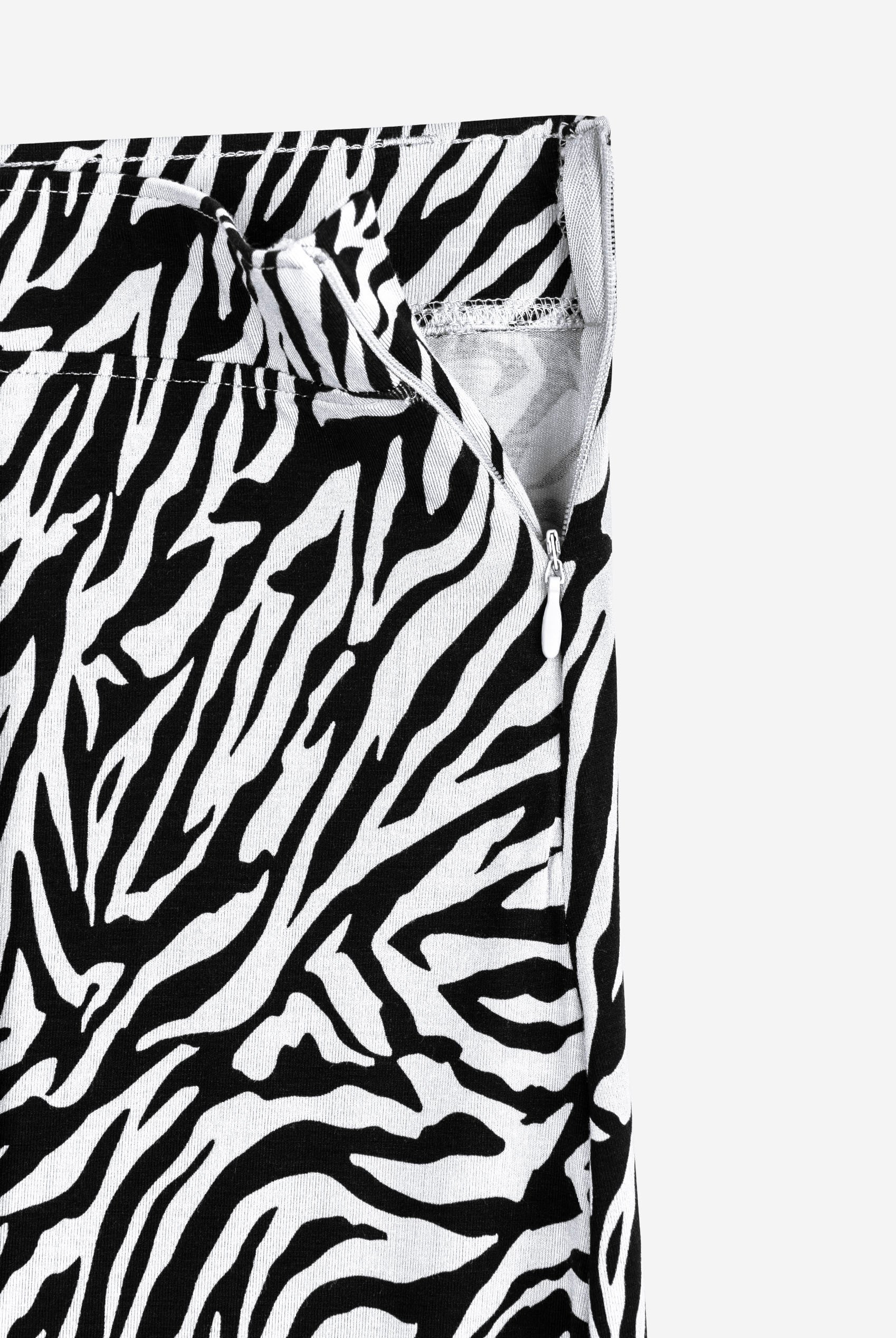 Zebra Print Jersey Midi Skirt
