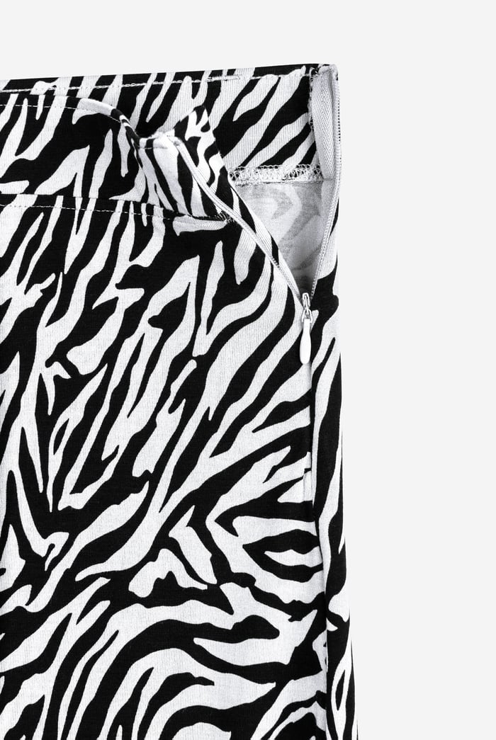 Zebra Print Jersey Midi Skirt