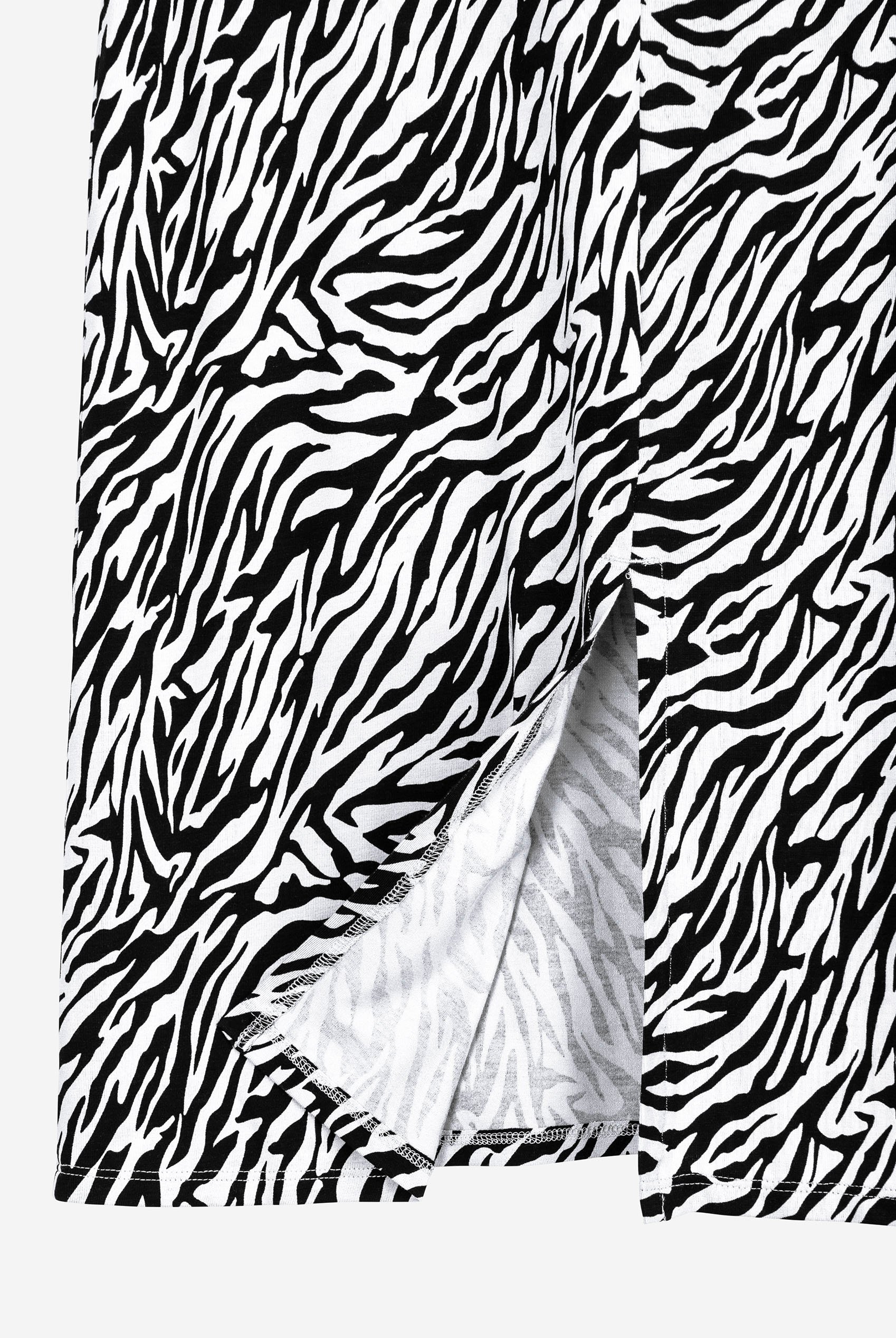 Zebra Print Jersey Midi Skirt