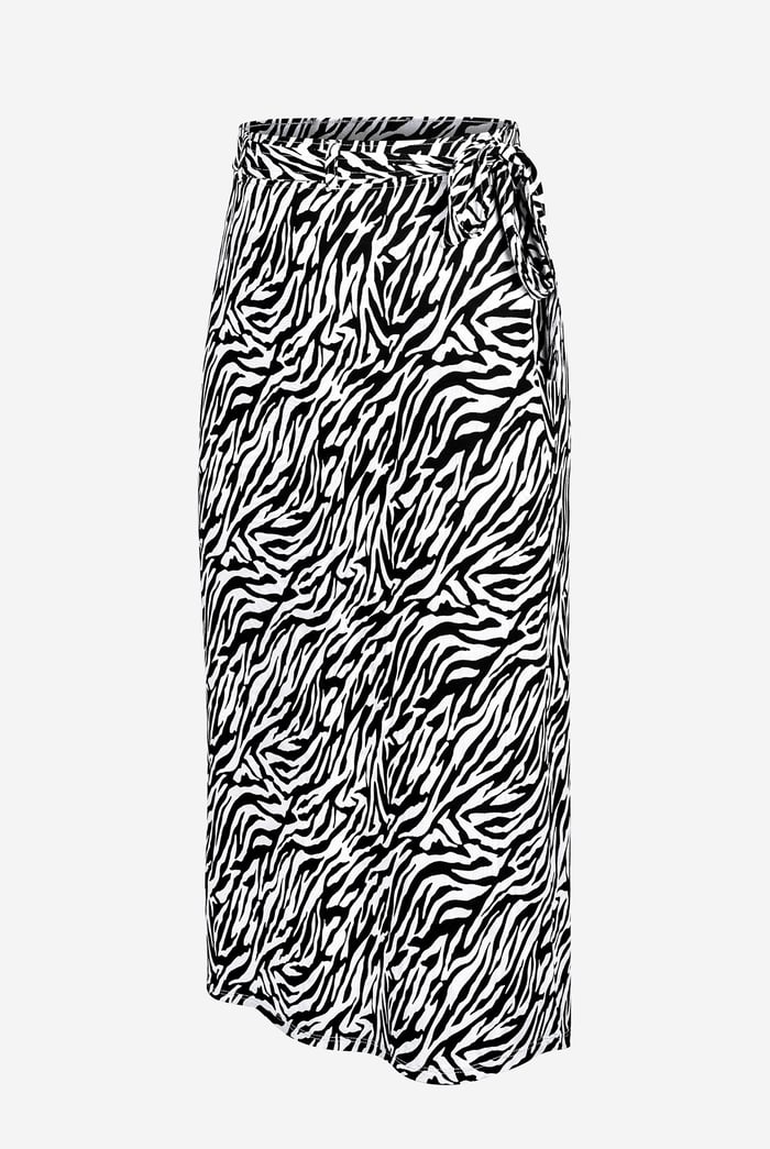 Zebra Print Jersey Midi Skirt