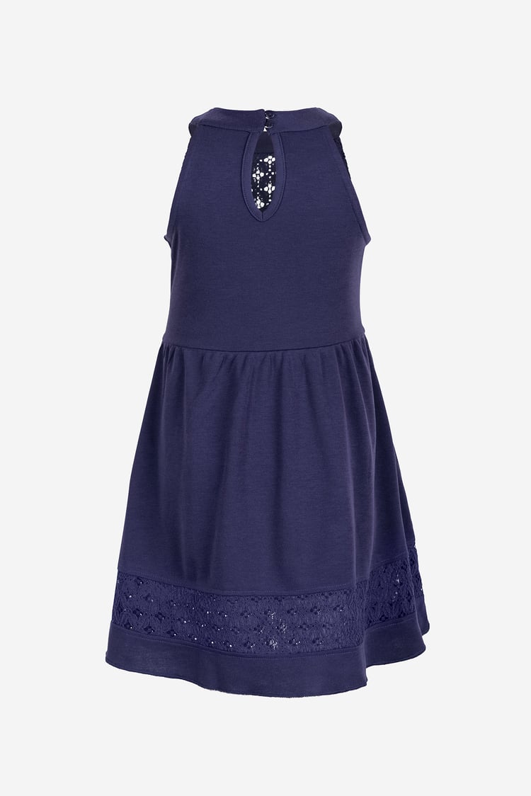 Girls Halter Neck Lace Trim Jersey Dress (5/6yrs - 10/11yrs)
