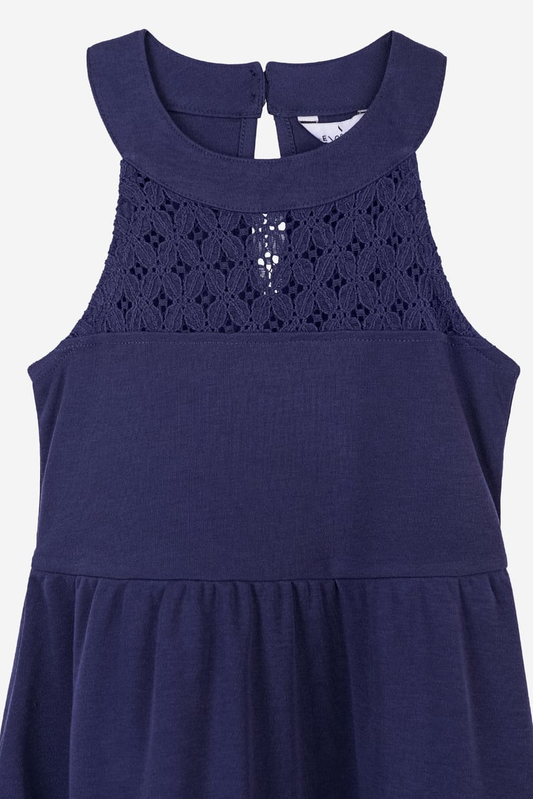 Girls Halter Neck Lace Trim Jersey Dress (5/6yrs - 10/11yrs)