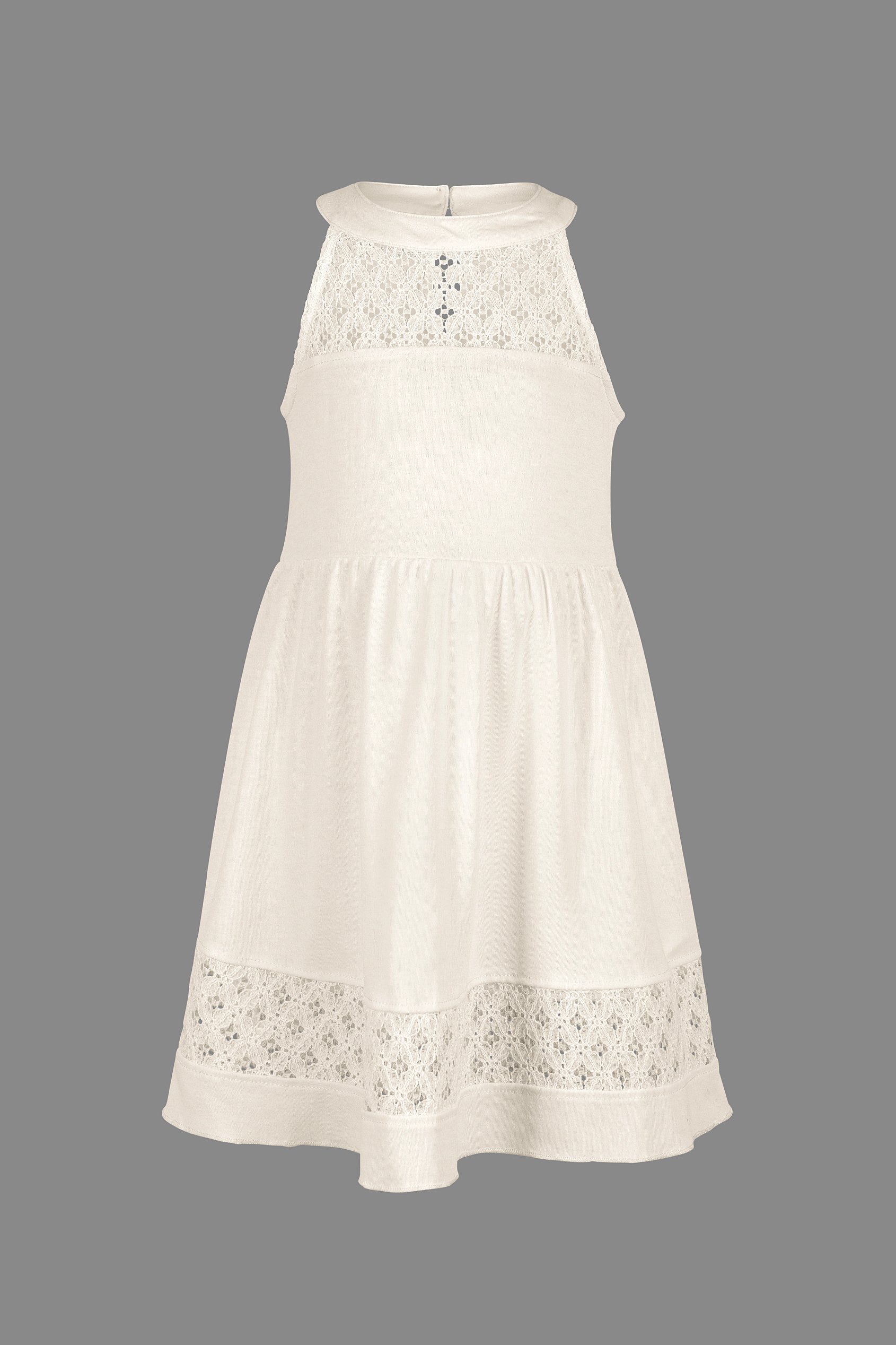 Girls Halter Neck Lace Trim Jersey Dress (5/6yrs - 10/11yrs)