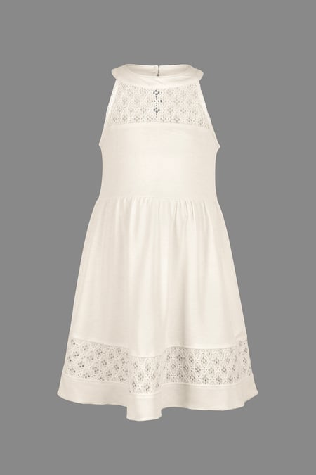 Girls Blue Halter Neck Lace Trim Jersey Dress (5/6yrs - 10/11yrs)