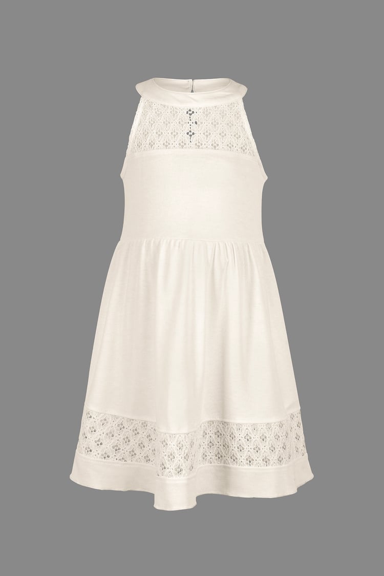 Girls Halter Neck Lace Trim Jersey Dress (5/6yrs - 10/11yrs)