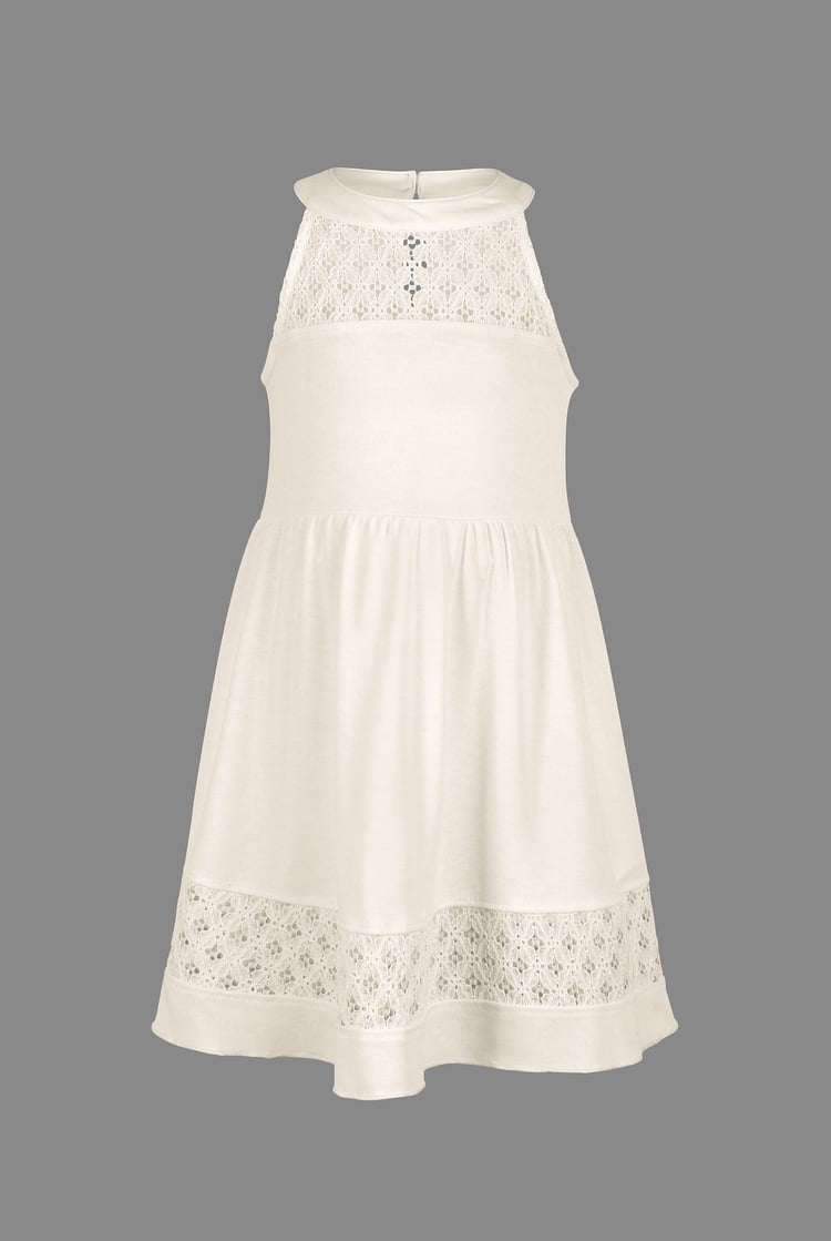 Girls Halter Neck Lace Trim Jersey Dress (5/6yrs - 10/11yrs)