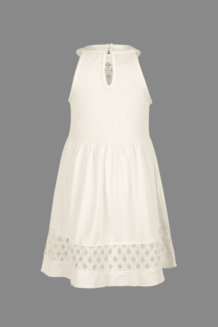 Girls Halter Neck Lace Trim Jersey Dress (5/6yrs - 10/11yrs)