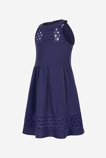 Girls Blue Halter Neck Lace Trim Jersey Dress (5/6yrs - 10/11yrs)