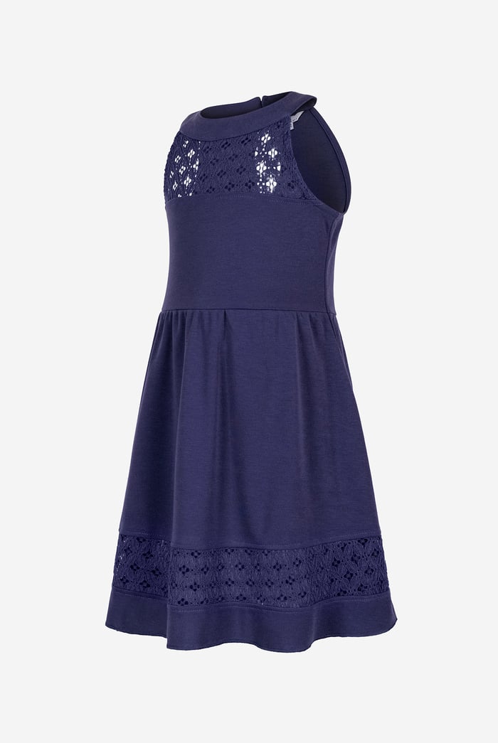 Girls Halter Neck Lace Trim Jersey Dress (5/6yrs - 10/11yrs)