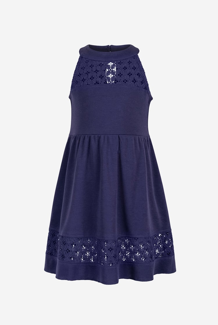 Girls Halter Neck Lace Trim Jersey Dress (5/6yrs - 10/11yrs)