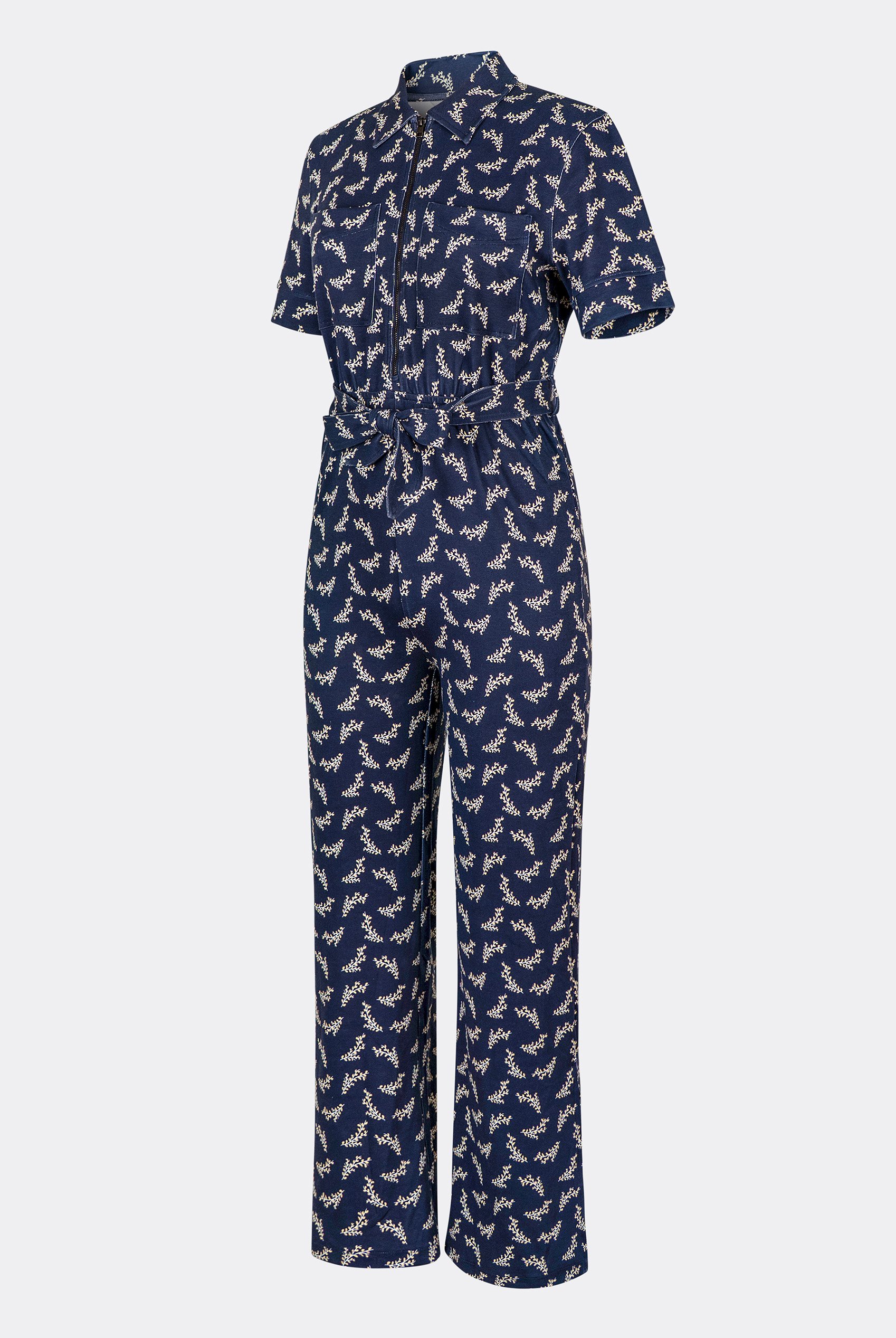 Womens Zip Through Wide Leg Jumpsuit