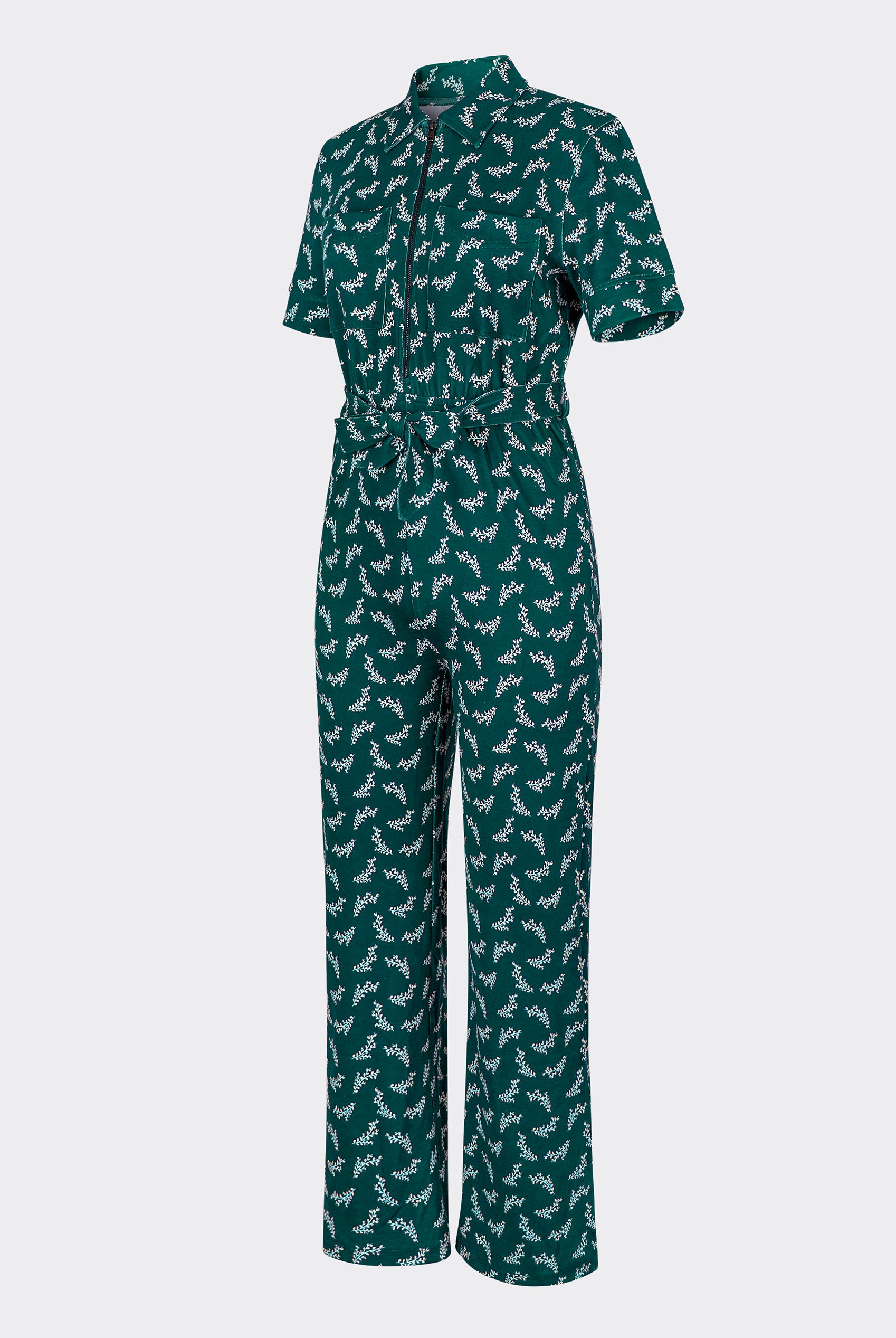 Womens Zip Through Wide Leg Jumpsuit