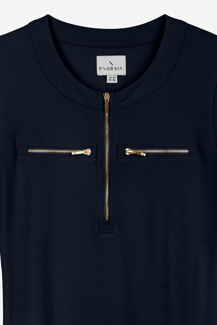 Women's Half Zip Mini Jersey Dress