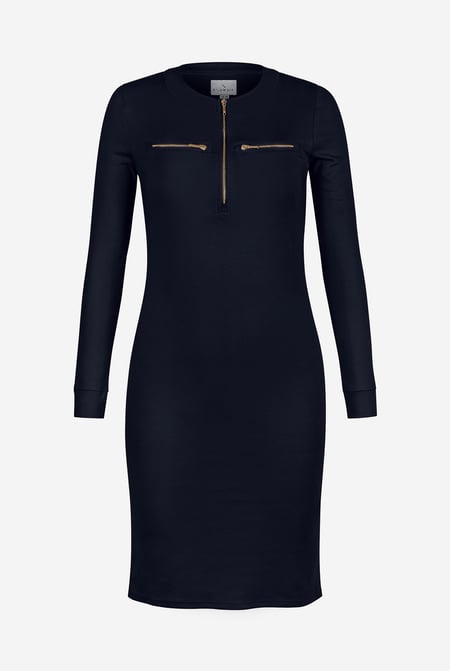 Women's Red Zip Front Mini Jersey Dress