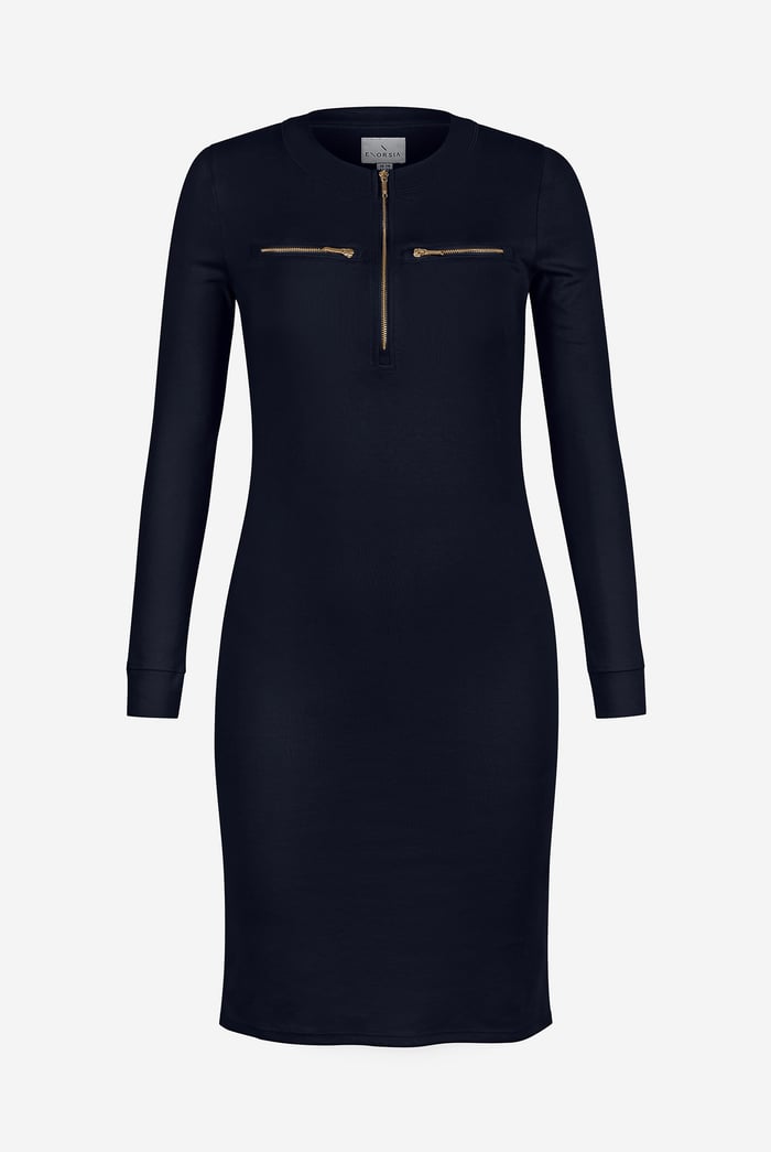 Women's Half Zip Mini Jersey Dress