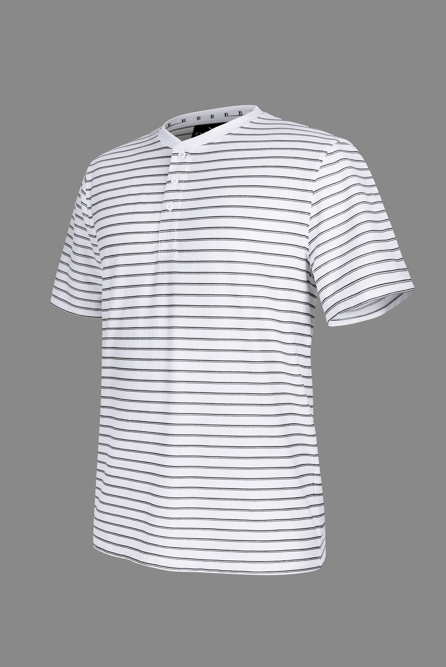 Loose Fit Stripe Print Henley T-shirt