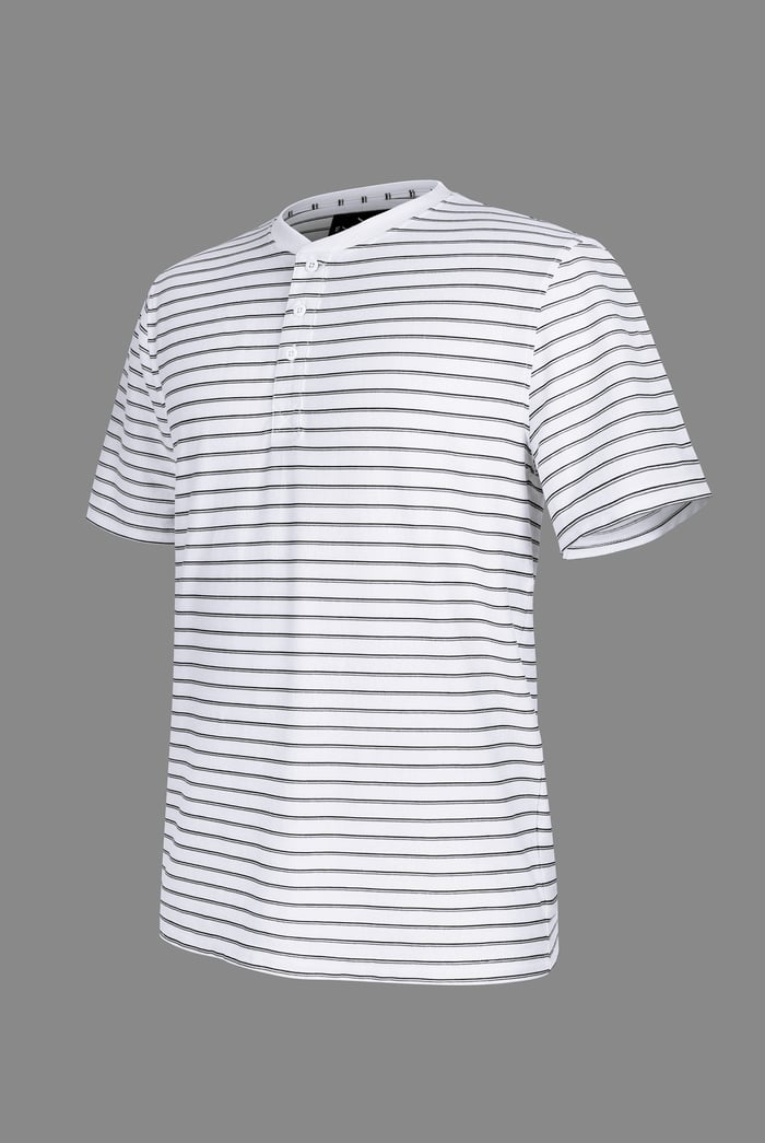 Loose Fit Stripe Print Henley T-shirt