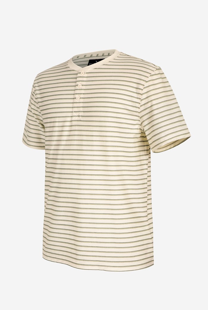 Loose Fit Stripe Print Henley T-shirt