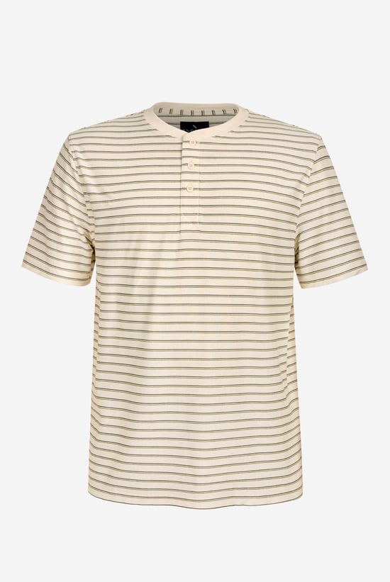 Loose Fit Stripe Print Henley T-shirt