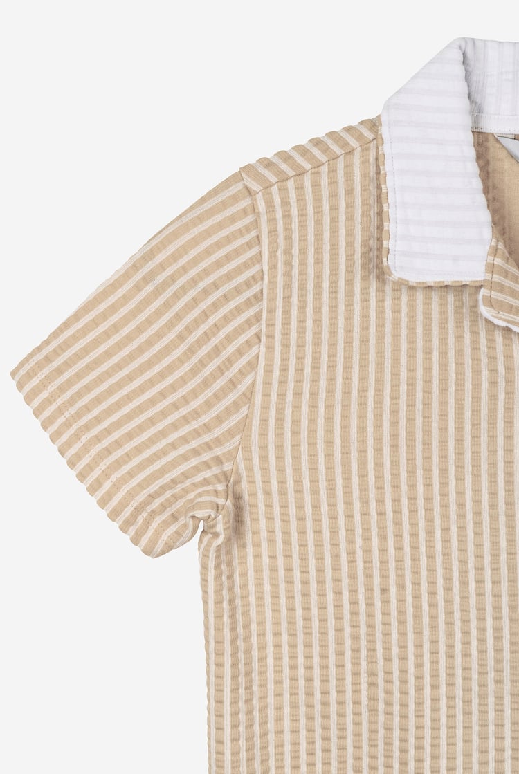 Boys Striped Jersey Seersucker Shirt (6yrs-11yrs)