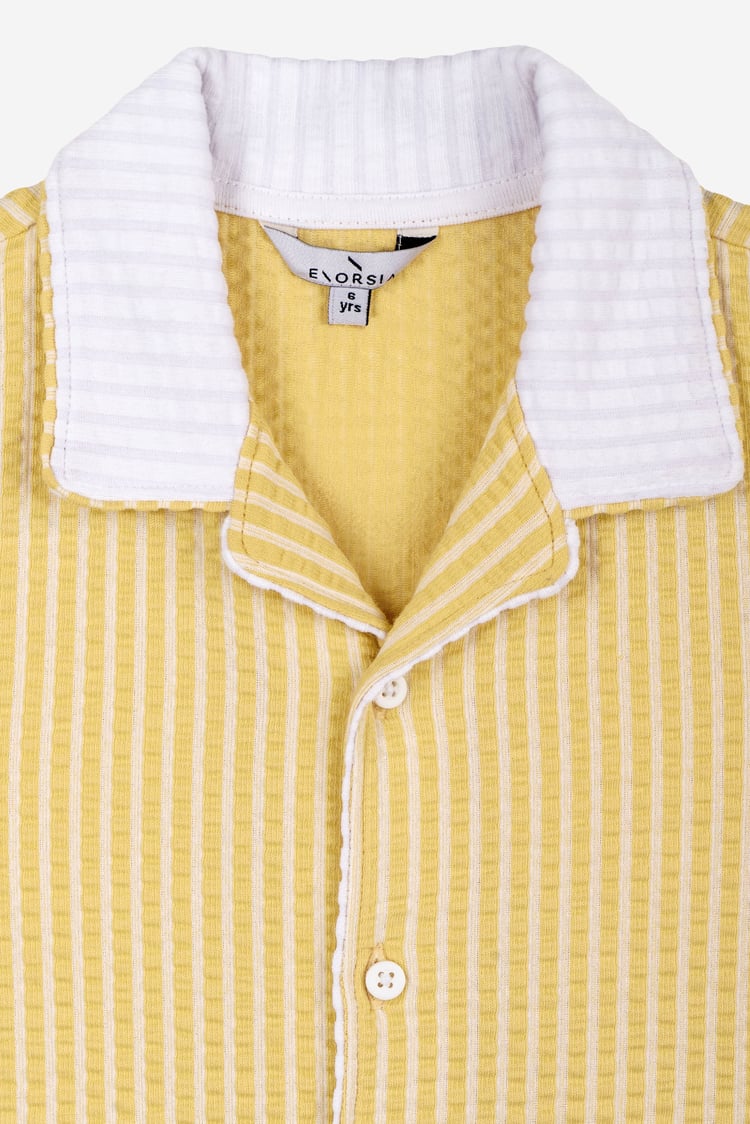 Boys Striped Jersey Seersucker Shirt (6yrs-11yrs)