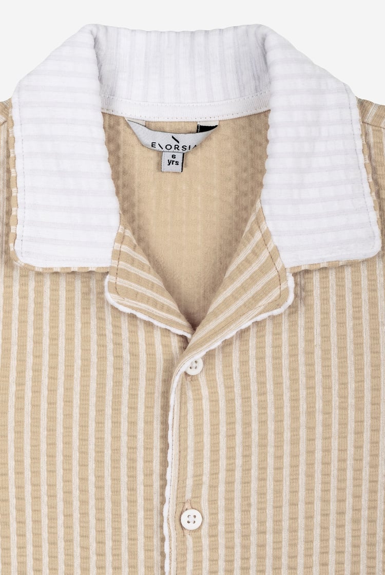 Boys Striped Jersey Seersucker Shirt (6yrs-11yrs)