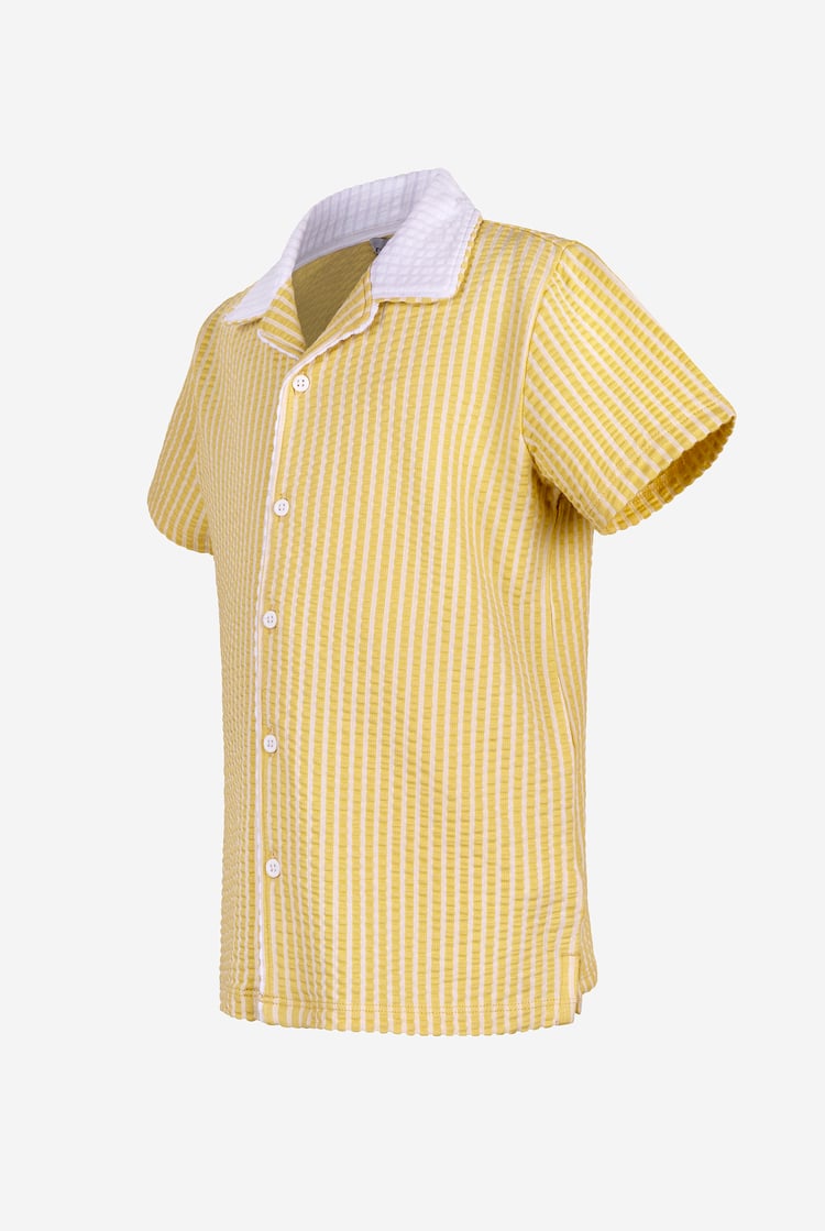 Boys Striped Jersey Seersucker Shirt (6yrs-11yrs)
