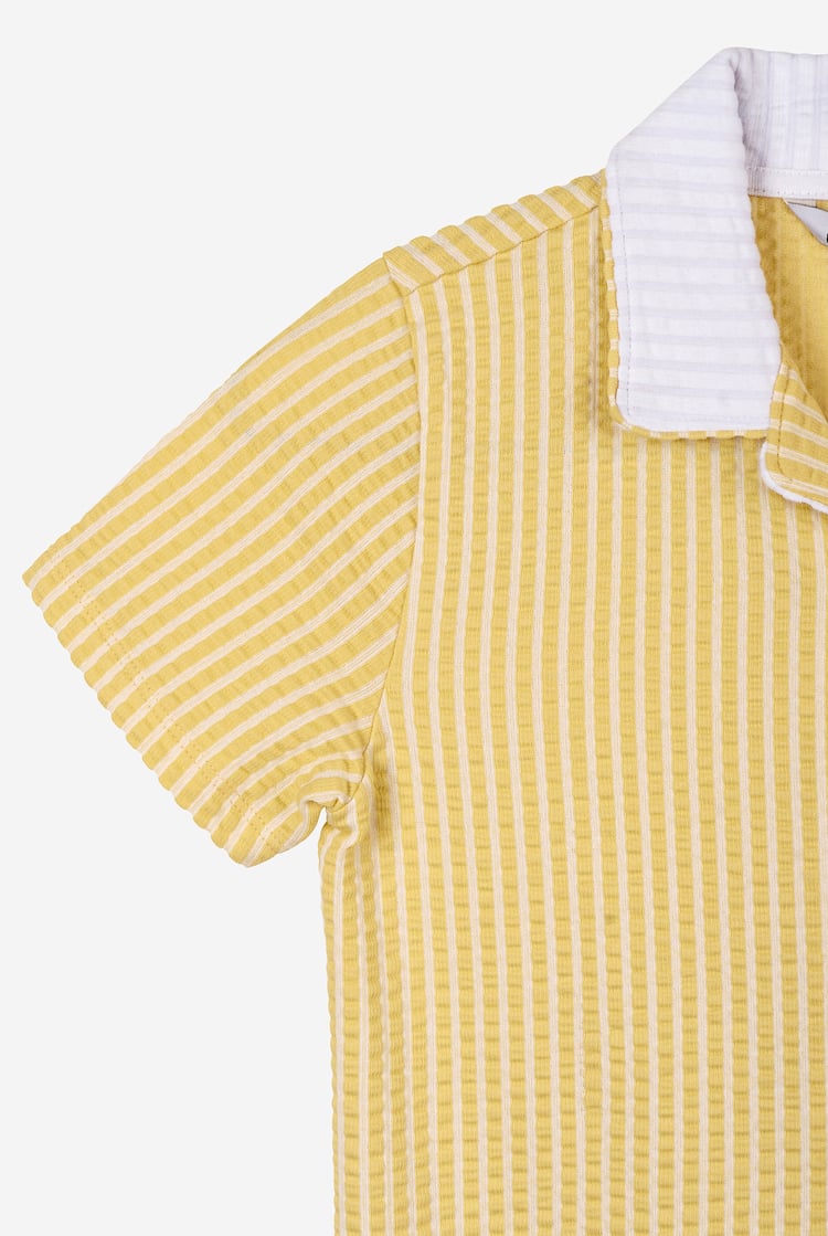Boys Striped Jersey Seersucker Shirt (6yrs-11yrs)