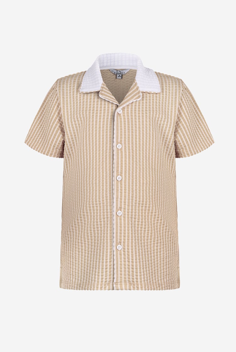 Boys Striped Jersey Seersucker Shirt (6yrs-11yrs)