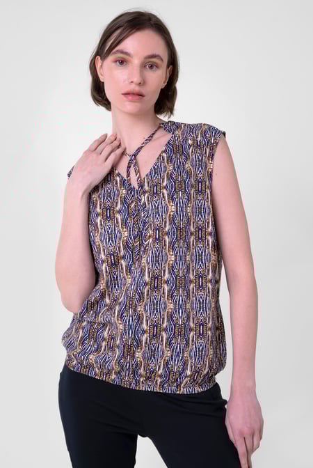 Womens Grey Tie Neck Tops