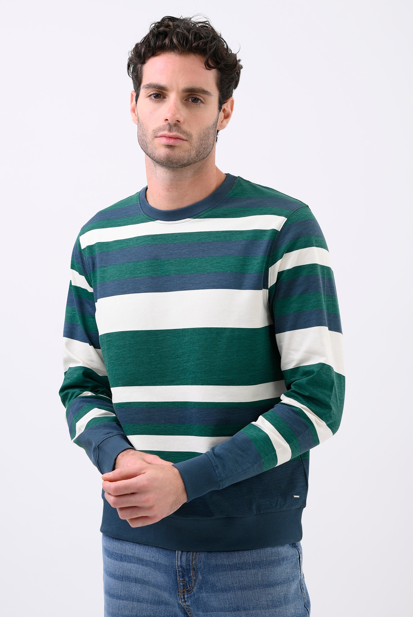Mens Classic Print Stripe Sweatshirt