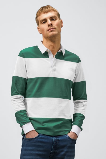 Yellow Colour Block Woven Collar L/S Polo Shirt