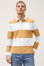 Colour Block Woven Collar L/S Polo Shirt