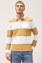Colour Block Woven Collar L/S Polo Shirt