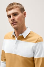Colour Block Woven Collar L/S Polo Shirt