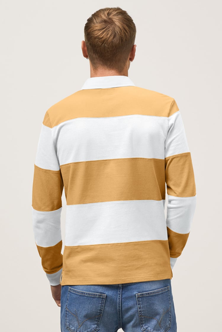 Colour Block Woven Collar L/S Polo Shirt