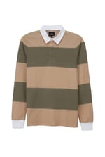 Colour Block Woven Collar L/S Polo Shirt